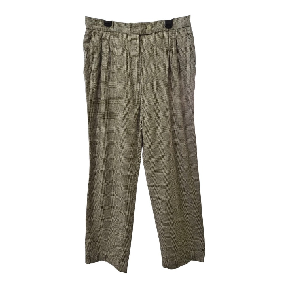 Bernard Zins Paris Saks Fifth Avenue Silk Wool Plaid Pants Made in France Size12